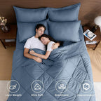 HEVUMYI Dusty Blue Full Comforter Set - 7-Piece All Season Bed in a Bag Full, Ultra Soft Bedding Set with Comforter, Flat Sheet, Fitted Sheet, Pillowcases, Pillow Shams