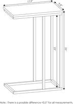 Furinno Camnus Modern Living C Shaped Sofa Side Table, 9.8 in x 17.9 in x 25 in, Americano