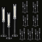 Vincidern 24pcs Taper Candle Holder Acrylic Candlestick Holder Clear Set for Table Centerpiece, Long Candle Stick Candle Stand Cylinder Shade for Halloween, Christmas Wedding Party Dining Room Decor