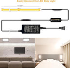 COB LED Strip 32.8ft,Dimmable Strip Lights, 6000K Daylight Super Bright LED Strip Lights, DC24V CRI90+,LED Tape Light with UL-Listed Power Supply, Indoor for Closet,Bedroom,Kitchen