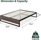 ZINUS GOOD DESIGN Award Winner Suzanne 14 Inch Bamboo and Metal Platforma Bed Frame, No Box Spring Needed, Wood Slat Support, Grey Wash, Queen