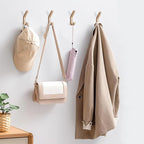 Wooden Coat Hooks for Wall,6 Pack Wall Mounted Natural Wood Hooks,Modern Decorative Oak Wall Pegs for Mudroom,Heavy Duty Hat Hanger Hooks for Hanging Coats, Backpack,Towels,Purse