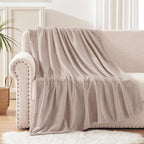 Exclusivo Mezcla Extra Large Fleece Throw Blanket for Couch, Sofa, 300GSM Super Soft and Warm Blankets, Camel Throw All Season Use, Cozy, Plush, Lightweight, 50x70 Inches