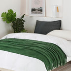 BOURINA Green Throw Blanket 50x60 Inches Throw Textured Solid Soft Sofa Couch Decorative Knit Blanket