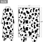 Catalonia Cow Print Sherpa Wearable Blanket with Sleeves & Foot Pockets for Adult Women Men, Comfy Snuggly Wrap Sleeved Throw Blanket Robe, Gift Idea