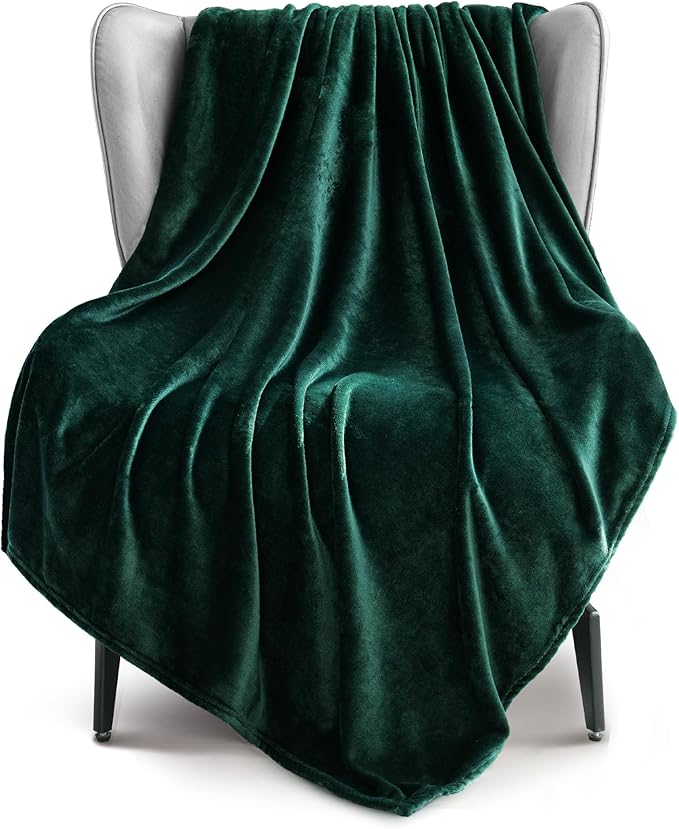 Exclusivo Mezcla Fleece Throw Blanket for Couch, Sofa, 300GSM Super Soft and Warm Blankets, Forest Green Throw All Season Use, Cozy, Plush, Lightweight, 50x60 Inches