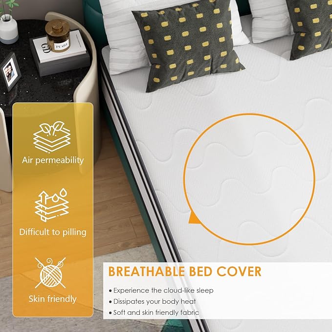 PayLessHere | 10 Inch Full Mattress | Medium Firm Hybrid Mattress | White | with High-Density Foam and Breathable Cover | Pocket Spring Design, Pressure Relief | Bed in a Box, CertiPUR-US Certified