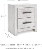 Signature Design by Ashley Cayboni Vintage 2 Drawer Nightstand with Safety Stop for Bedroom, 24.37" Tall, White
