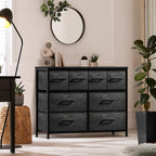 Sorbus Dresser with 8 Faux Wood Drawers - Chest Organizer Unit with Steel Frame Wood Top & Handle Easy Pull Fabric Bins for Clothes - Large Storage Furniture for Bedroom Hallway, Living Room & Closet