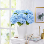 Waipfaru 4 PCS Hydrangea Artificial Flowers, Real Touch Blue Hydrangea Artificial Flowers, Full Latex Fake Hydrangeas for Home Decor Party Floral Arrangements Wedding Bouquets Centerpieces