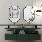 Kelly Miller 30"x40" Large Black Bathroom Mirror for Wall, Gold Scalloped Vanity Mirror Bevelled Framed Decorative Mirror for Master Bath Half Bath Entrance Hallway Fireplace Bedroom Living Room