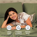 Split King Bed Sheet Set - 7 Piece Split King Bed Sheet Set - Soft Hotel Luxury Bedding - Cooling, Comfy & Breathable - 1 Flat & 1 Fitted & 4 Pillowcases w/ Deep Pockets - Wrinkle Free - Sage Green