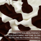 Richave Fleece Cow Print Blanket for All Season - Premium Lightweight Anti-Static Brown and Ivory Twin/Twin XL Size Extra Long Blankets, Bedroom Decor 66" x 90"(Brown Cow)