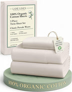 LANE LINEN Twin Bed Sheets, 100% Organic Cotton Sheets Twin Size, 3Pc Twin Bed Sheet, Hotel Quality Bed Sheet Set, Bedding Sheet & Pillowcases, Deep Pockets Upto 15" - Glacier Grey