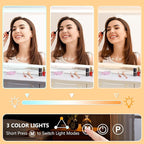 23" x 18" Vanity Mirror with Lights, Led Makeup Mirror, Lighted Makeup Mirror with 3 Color Dimmable Lights, Smart Touch Screen Control, Aluminum Metal Frame,USB Charging Port