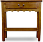 Leick Home Wave Solid Wood Console Table with Drawer and Shelf, Medium Oak, 28 in W x 8 in D x 28 in H, Entryway, Hallway, Landing Table, 9021-MED