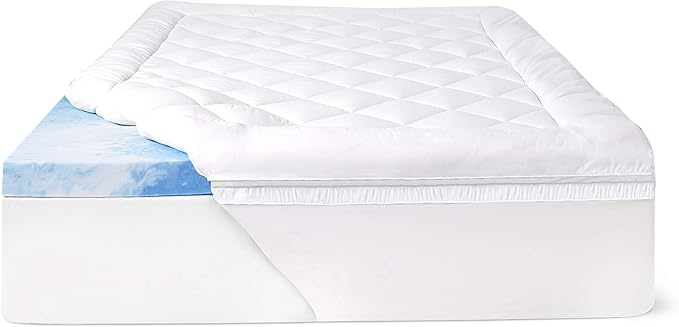 4" SealyChill™ Gel + Comfort Memory Foam Mattress Topper with Pillowtop Washable Allergen Resistant Cover, Queen (F02-00161-QN0), White