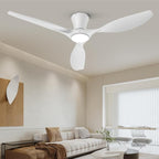 TALOYA 52 inch Smart Ceiling Fan,Low Profile Ceiling Fan with Light and Remote/App Control,Flush Mount, Quiet Reversible Motor for Living Room Bedroom Patio White