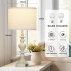 27" Farmhouse Lamps Set of 2 with USB C+A Charging Ports, Vintage Rustic Touch Control Table Lamp for Living Room, 3-Way Dimmable Traditional Nightstand Bedside Lamp for Bedroom Resin Washed Beige