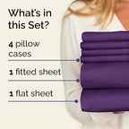 Queen 6 Piece Sheet Set - Comfy Breathable & Cooling - Ultra Soft Hotel Luxury Bedding Set w/ 8-16 Inch Deep Pockets - 1 Flat & 1 Fitted Sheet & 4 Pillowcases - Cozy, Wrinkle Free & Easy Care - Purple