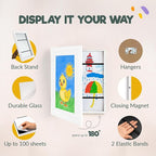 Zenacolor Kids Artwork Frames Changeable - Front-Opening to Display & Store 100 pcs - Set of 3 Kids Art Frame Includes Wall Hooks & Stand - 10x12.5cm - White