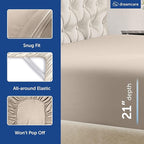 DREAMCARE King Size Sheets Set – 6 pcs Cooling Bed Sheets – up to 21” Deep Pocket King Sheet Set – 2500 Supreme Collection – Extra Soft 100% Brushed Microfiber Hotel Luxury with Side Pocket – Beige