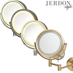 JERDON Wall-Mounted Makeup Mirror with LED Lighting - Direct Wire Lighted Makeup Mirror with 8X Magnification & Nickel Finish Wall Mount - Model HL75ND