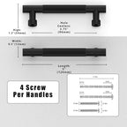 10 Pack Matte Black Knurled Cabinet Pulls 3.75 Inch(96mm) Kitchen Cabinet Handles Solid Zinc Alloy Cabinet Hardware Drawer Pulls