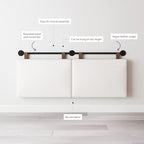 Nathan James Charlie Wall Mount Hanging Upholstered Headboard, Queen, White Boucle with Brown Faux Leather Straps