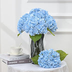MARTINE MALL 4Pcs 21in Hydrangea Artificial Flowers, Latex Real Touch Hydrangeas Lifelike Large Hydrangea Flowers for Home Decor Party Arrangements Wedding Bouquets Centerpieces (Blue)