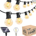 Lightdot 100FT Solar Outdoor String Lights, Waterproof Cafe Patio Lights with Shatterproof LED Bulbs, 2700K Warm White, Create Bistro Ambience On Your Garden Gazebo Backyard Decorative