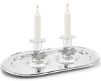 The Dreidel Company Shabbat Candlesticks Candle Holders Silver Plated, Grape Design 2 Candlesticks (1 Set)