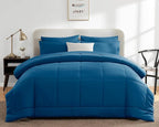 CozyLux King Size Comforter Set Teal, 7 Pieces Bed in a Bag, Teal Comforter King Size, All Season Bedding Sets with Stitch Quilted Comforter, Flat Sheet, Fitted Sheet, Pillowcases