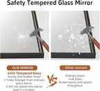 60x36 Inch Black Bathroom Mirrors for Over Sink, Large Rectangular Framed Mirror, Matte Modern Vanity Mirrors, Wall Mirrors for Bathroom, Tempered Glass, (Horizontal/Vertical)
