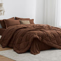 Love's cabin King Size Comforter Set Brown, 7 Pieces King Bed in a Bag, All Season Bedding Sets with 1 Comforter, 1 Flat Sheet, 1 Fitted Sheet, 2 Pillowcase and 2 Pillow Sham