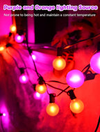 SUNSGNE 25ft Halloween String Lights Outdoor - G40 LED Orange and Purple String Lights with 27 Frosted Globe Bulbs(2 Spare), Vintage Halloween Decorations for Patio Balcony Porch Yard