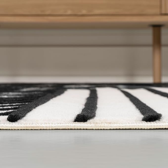Eyely NCS101G-5 Odense High-Low Minimalist Angle Geometric Black/White 5 ft. x 8 ft. Area Rug, Black/White, 5 ft. x 8 ft., Indoor, Area Rug