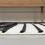Eyely NCS101G-3 Odense High-Low Minimalist Angle Geometric Black/White 3 ft. x 5 ft. Area Rug, Black/White, 3 ft. x 5 ft., Indoor, Area Rug