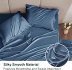 Love's cabin Twin Satin Sheets Sets - 3 Piece Ash Blue Silky Bed Sheets with Deep Pockets, Luxury Silk Feel Satin Twin Size Sheet Set Bedding Set (1 Flat Sheet,1 Fitted Sheet,1 Pillow case)