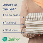 Full Size 4 Piece Sheet Set - Comfy Breathable & Cooling Bed Sheets Set - Hotel Luxury Bedding for Women, Men, Kids, Teens, Boys & Girls - Deep Pockets, Soft, Wrinkle Free - Oeko-Tex - Beige Stripes 2