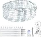 SURNIE Rope Lights Outdoor Waterproof Daylight White: LED 18FT Cuttable Outside Bright 110V Lighting 6000K Flexible Cool Clear Tube, Indoor Deck Patio Xmas Camping Decor, Not Flat Strip