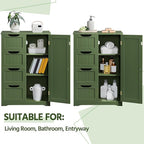 Yaheetech Wooden Bathroom Floor Cabinet, Side Storage Organizer Cabinet with 4 Drawers and 1 Cupboard, Freestanding Entryway Storage Unit Console Table, Bathroom Furniture Home Decor, Green