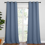 NICETOWN Living Room Blackout Curtains 90 inches Long, Thermal Insulated Noise Reducing Curtains for Unicorn Theam Kids Room (Stone Blue, 42 inches Wide, 1 Pair)