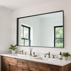Suidia Bathroom Mirror, 60" x 36" Wall Mirror Metal Framed, Bathroom Vanity Mirror for Living Room Bedroom Bathroom Entryway, Black, Rect Corner Style
