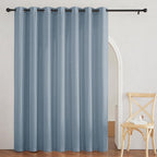 RYB HOME Extra Long Natural Linen Curtains 108 inch Length, Light Filtering Airy Fabric for Bedroom Home Office Cottage, Modern Vertical with Wrinkle Resistance, Dusty Blue, W 100 x L 108, 1 Pc