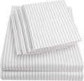 Twin Size Bed Sheets - 4 Piece 1500 Supreme Collection Fine Brushed Microfiber Deep Pocket Twin Sheet Set Bedding - 1 EXTRA PILLOW CASES, GREAT VALUE, Twin, Pinstripe White