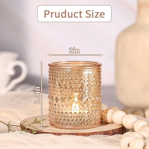 40Pcs Glass Votive Candle Holders, Gold Tea Light Candle Holders Vintage Tealight Candle Holder Bulk for Autumn, Thanksgiving Table Centerpieces, Christmas Decor (Gold)