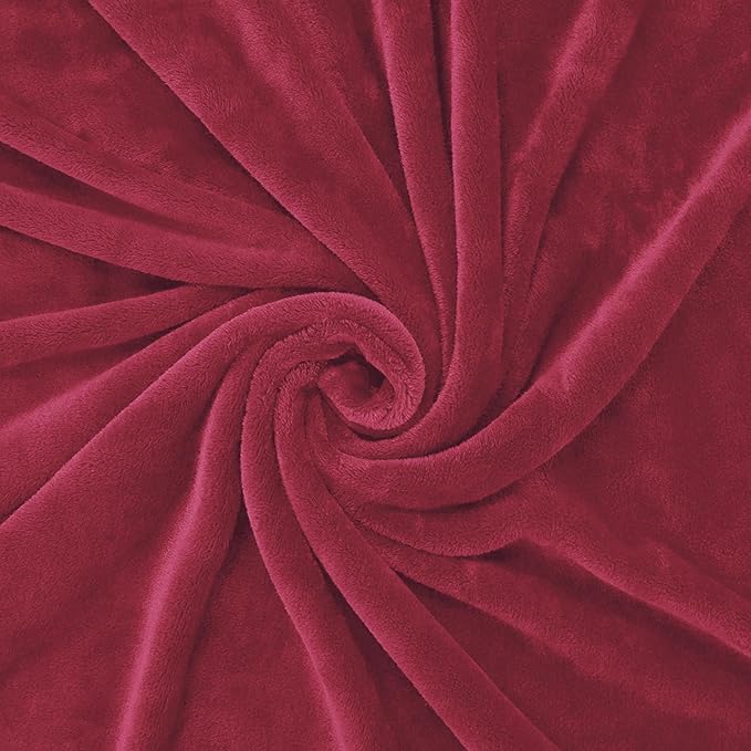 Exclusivo Mezcla Fleece Throw Blanket for Couch, Sofa, 300GSM Super Soft and Warm Blankets, Deep Red Throw All Season Use, Cozy, Plush, Lightweight, 50x60 Inches