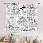 Vintage Nautical Curtains, Marine Coastal Sailboat Compass Anchor Ocean Beach Old Pirate Map Retro Window Drapery Treatments for Bedroom Living Room Kitchen Bathroom 2 Panels, 52"x84" Inch