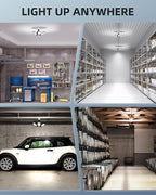 Adiding LED Garage Light Rotatable, Bright Basement Shop Ceiling Bay Lighting Fixture w/ 6 Adjustable Panels Screw in E26 E27 Bulb Base for Attic, Shed, Warehouse, Home Gym, Utility, Workshop
